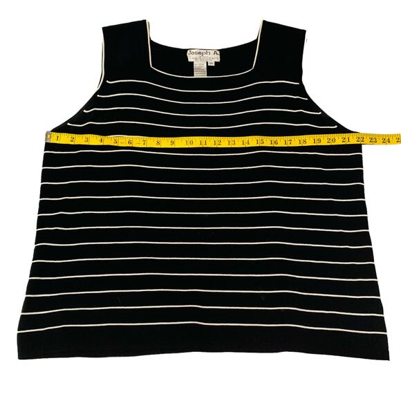 JOSEPH A. Woman 3x Knit Tank Top Sleeveless Pullover Black Skinny White Stripes - Picture 5 of 8